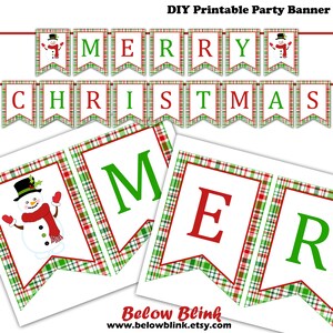 Merry Christmas Banner Printable Christmas Banner Snowman - Etsy