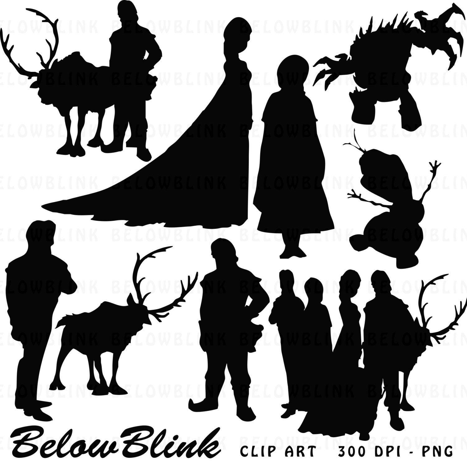 frozen silhouettes clipart clip art digital scrapbooking etsy