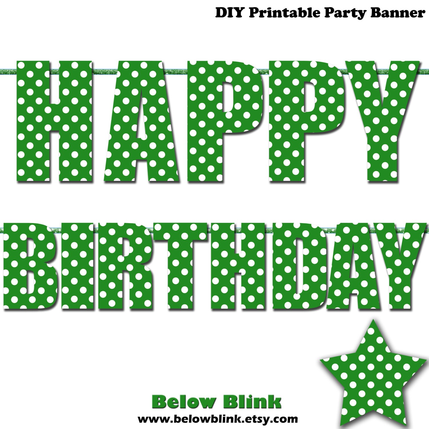 green happy birthday letter banner green polka dots photo etsy
