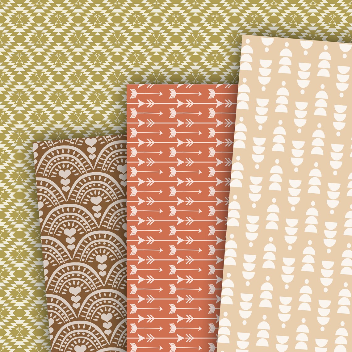 Boho Digital Paper, Seamless Backgrounds, Bohemian Scrapbook Paper ...
