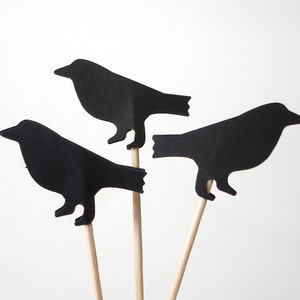 24 Black Crow Bird Cupcake Toppers Food Picks Decorative Party Toothpicks No159 image 4
