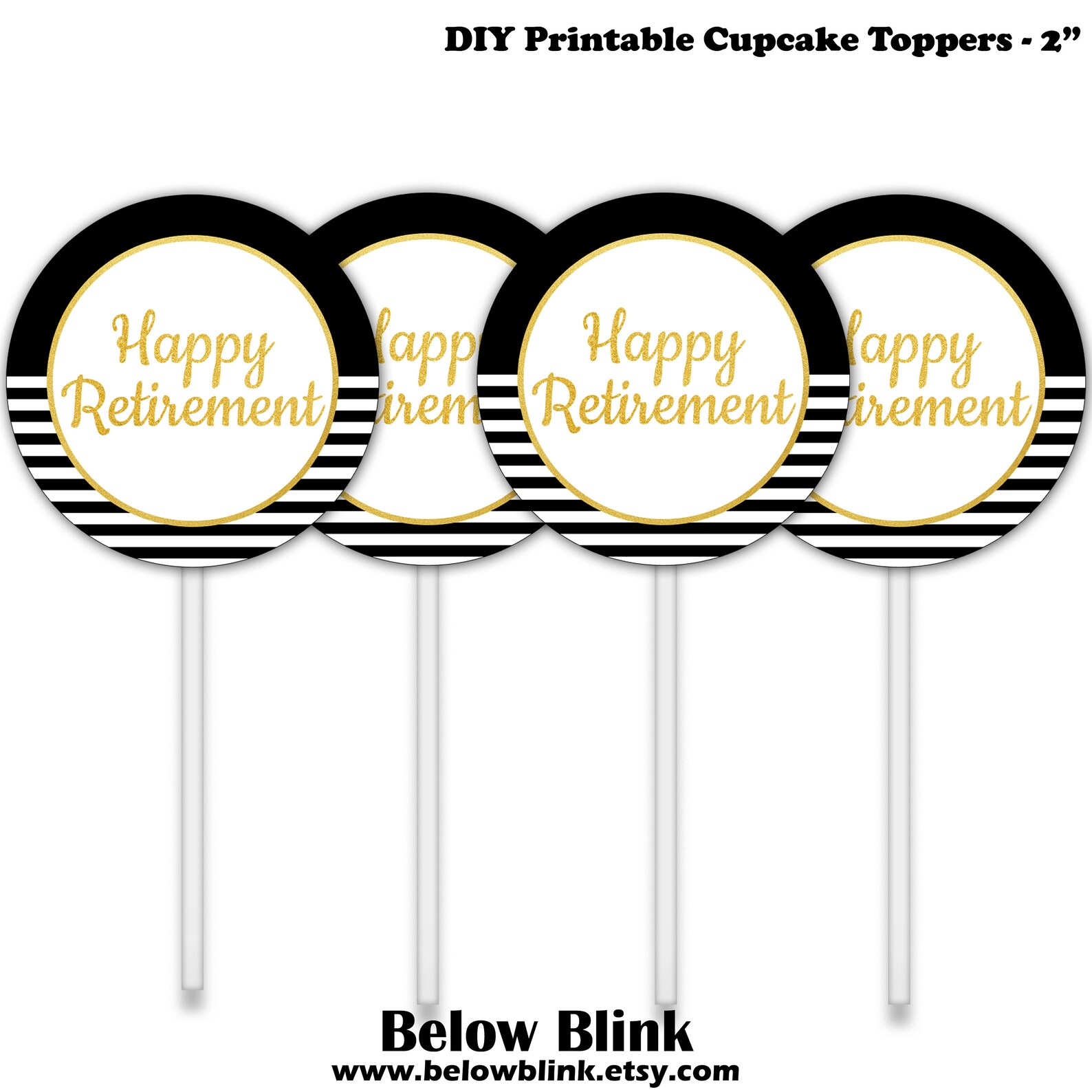 Happy Retirement Cupcake Toppers Retirement Party Picks Etsy UK