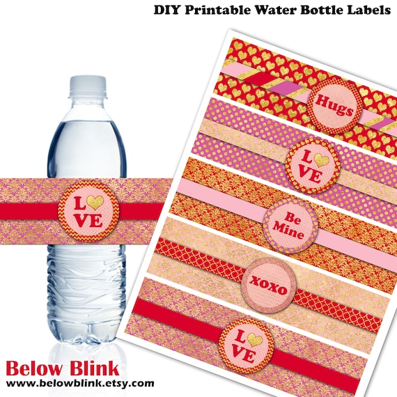 Valentine's Day Water Bottle Labels, Printable Be Mine Water Bottle Labels, Valentine's Party Decor - Instant Download - DP552 Il_570xn