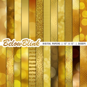 Gouden bokeh digitale papier, gouden glitter scrapbook papier, gouden lichten, lens effect gouden bokeh achtergrond, vakantie papers, commercieel gebruik DP909