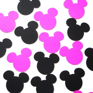 50 Hot Pink and Black Mickey Mouse confetti Mickey Mouse Party Decorations No515 image 1