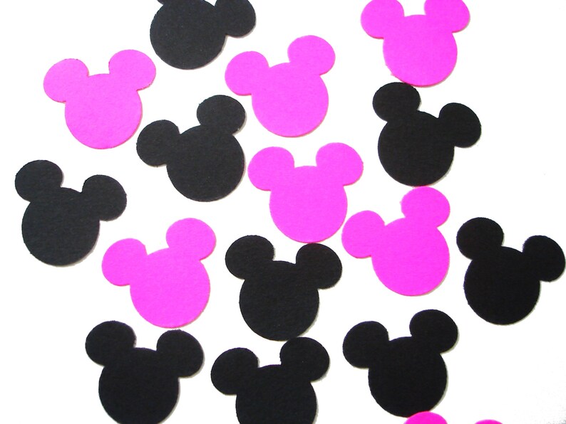 50 Hot Pink and Black Mickey Mouse confetti Mickey Mouse Party Decorations No515 image 1