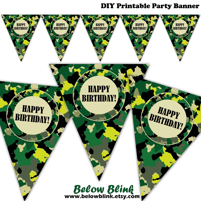 Camouflage Happy Birthday Water Bottle Labels Instant Download Birthday Party Decor Printable Water Bottle Labels DP610 Camo Birthday