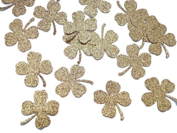 St. Patrick's Day Glitter Gold Shamrock Confetti 50CT, Four Leaf Clover, St. Patrick's Day Party Decoration, Lucky, Irish Party - No645 Il_570xn