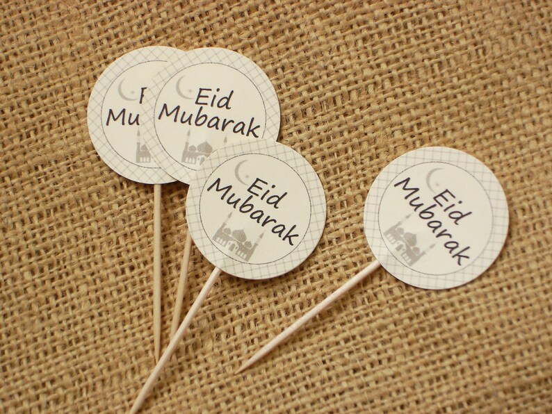 10 Eid Mubarak Cupcake Toppers Muslim Holiday Islamic Etsy