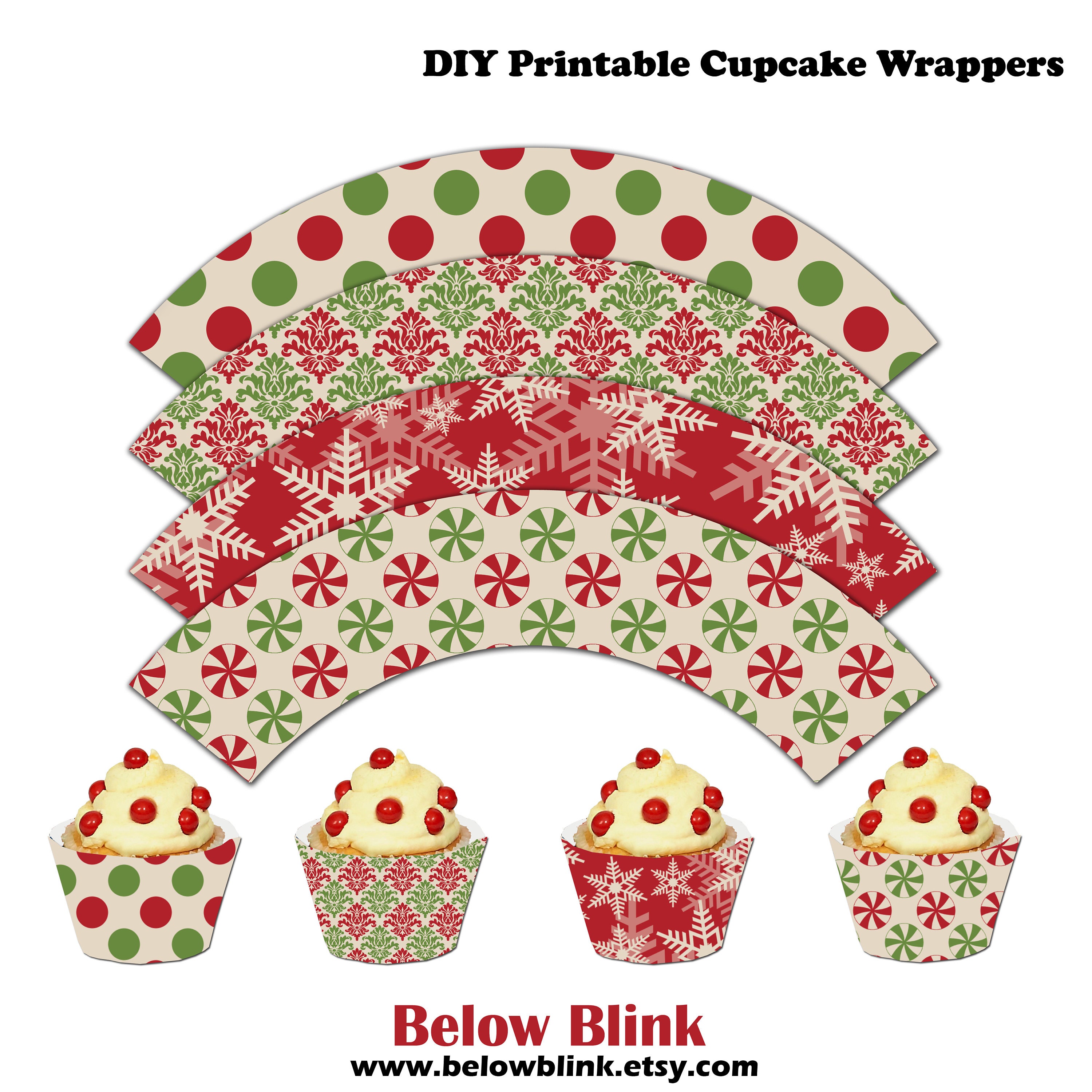 Printable Christmas Cupcake Wrappers Let it Snow Printable Etsy