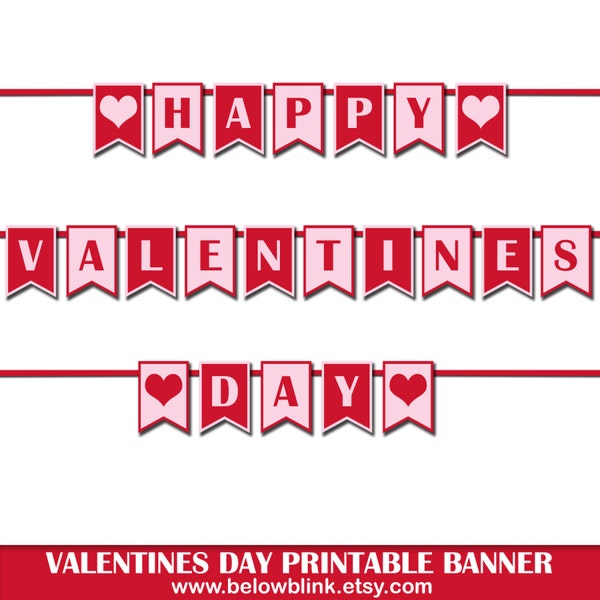 Happy Valentines Day Banner, Printable Photo Prop Banner, Valentines Party Decorations, Printable Banner, Valentine's Day Party Decor-DP422