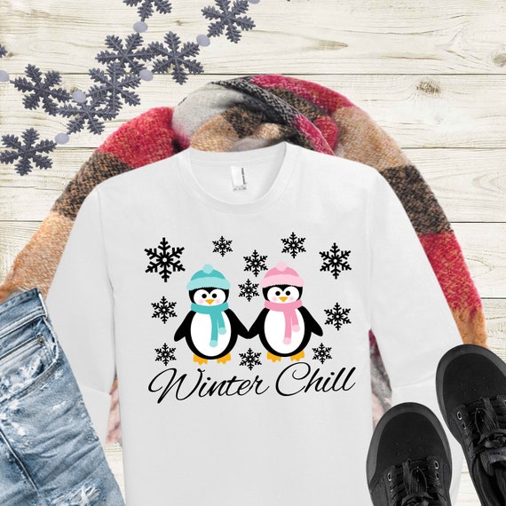 Winter Chill PNG Clipart Digital Sublimation Design DTG Printing Instant Download Penguins png clipart TD196 Il_570xn
