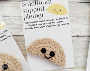 Emotional Support Pierogi Crochet Plush Amigurumi - Comforting Handmade Gift with Message Card, Unique Cozy Gift for Stress Relief, Comfort