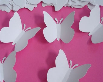 50 White Butterfly Confetti, Wedding Party Decorations, Butterfly Wall Art - LB000