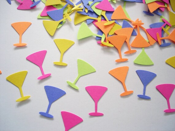 100 Bright Colors Cocktail Martini Glass punch die cut cutout confetti scrapbooking embellishments - No528 Il_570xn