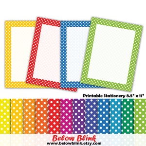 Colores primarios Polka Dots Papel papel imprimible páginas de diario páginas 8.5" x 11" de scrapbooking papel imprimible descarga instantánea - DP723