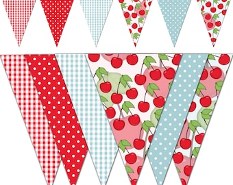 Sweet Cherry Banner, Printable Banner, Cherry Birthday Party Pennant Banner, Photography - Instant Download - DP498