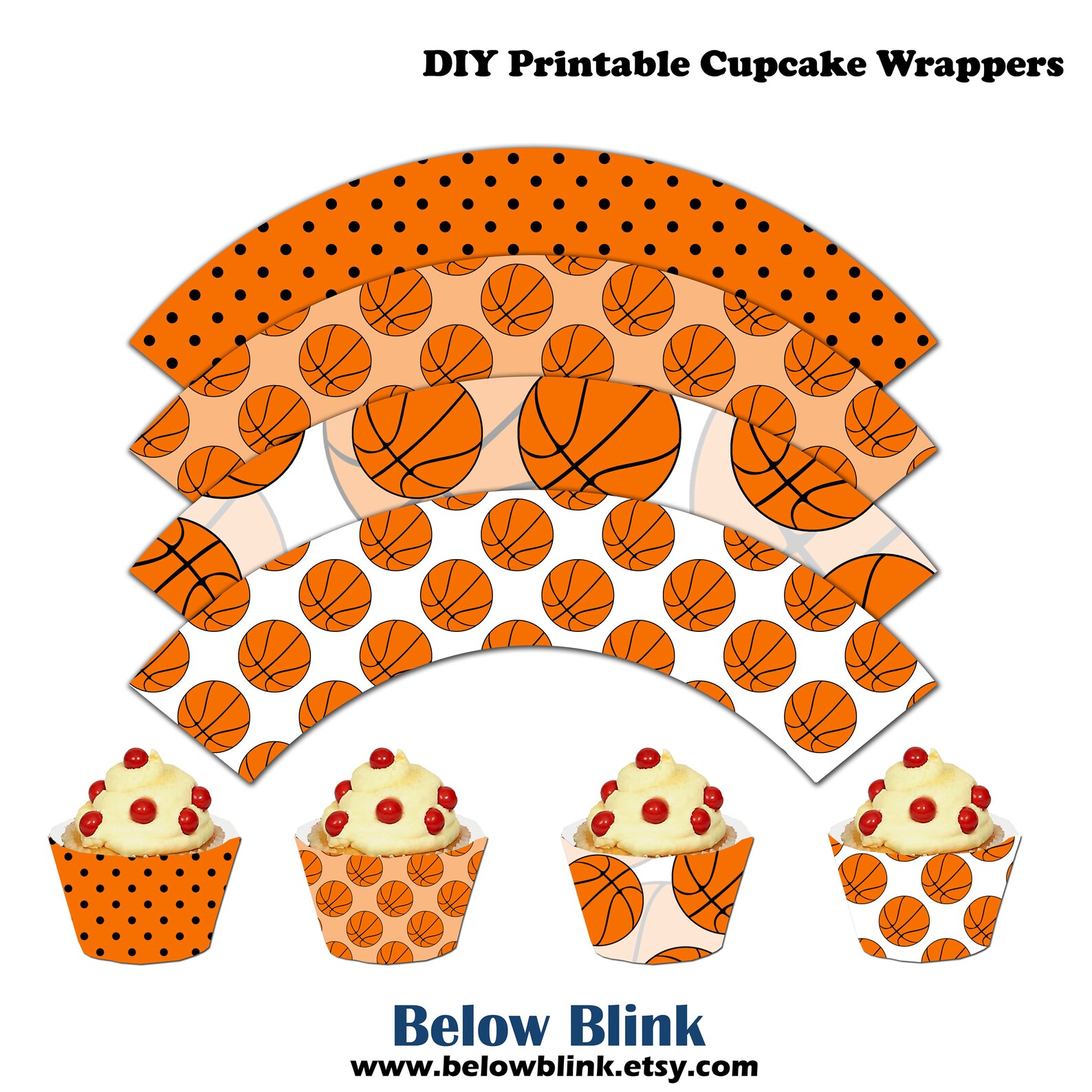 Basketball Cupcake Wrappers Printable Cupcake Etsy