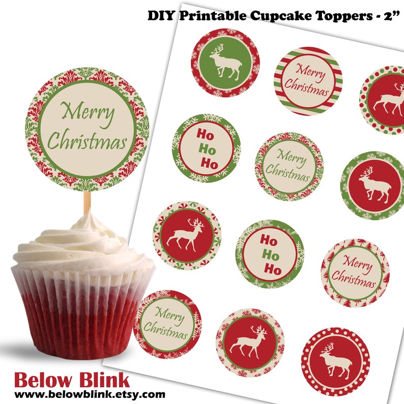 Printable Christmas Cupcake Toppers Merry Printable Christmas Cupcake Toppers Merry