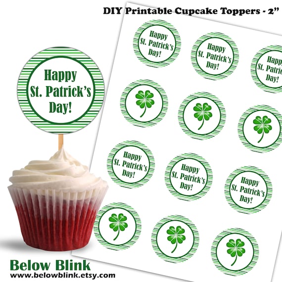 St. Patrick's Day Cupcake Toppers, Printable Party Picks, Food Toppers, Luck of the Irish Party