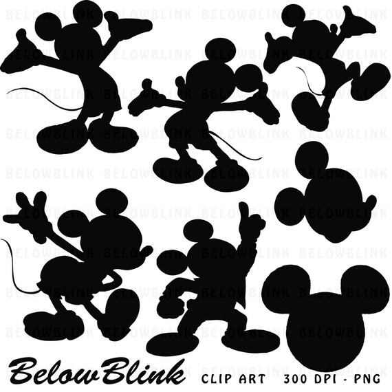 Mickey Mouse Silhouettes Clipart Clip Art Digital Scrapbooking Commercial Use - printable clipart - Instant Download - DP322 Il_570xn
