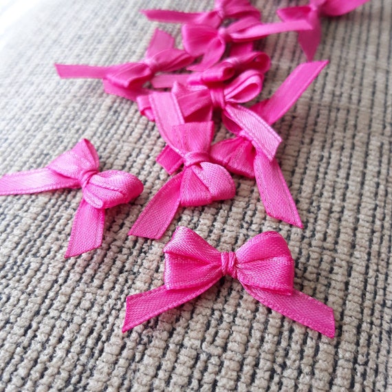 12 Mini Bows Pink Bow Embellishments Card Making Appliques Wedding Baby Shower Tiny Small Double Bows Il_570xn
