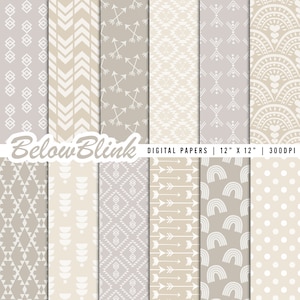 Papel digital Boho, fundos sem costura, papel para scrapbook Boho, papéis para impressão, padrão de tecido, planejador, diário indesejado - DP1165