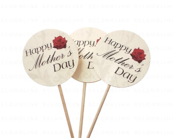 10 Happy Mother's Day  Cupcake Toppers, Food Picks, Toothpicks, Party Picks - party supplies - No1062