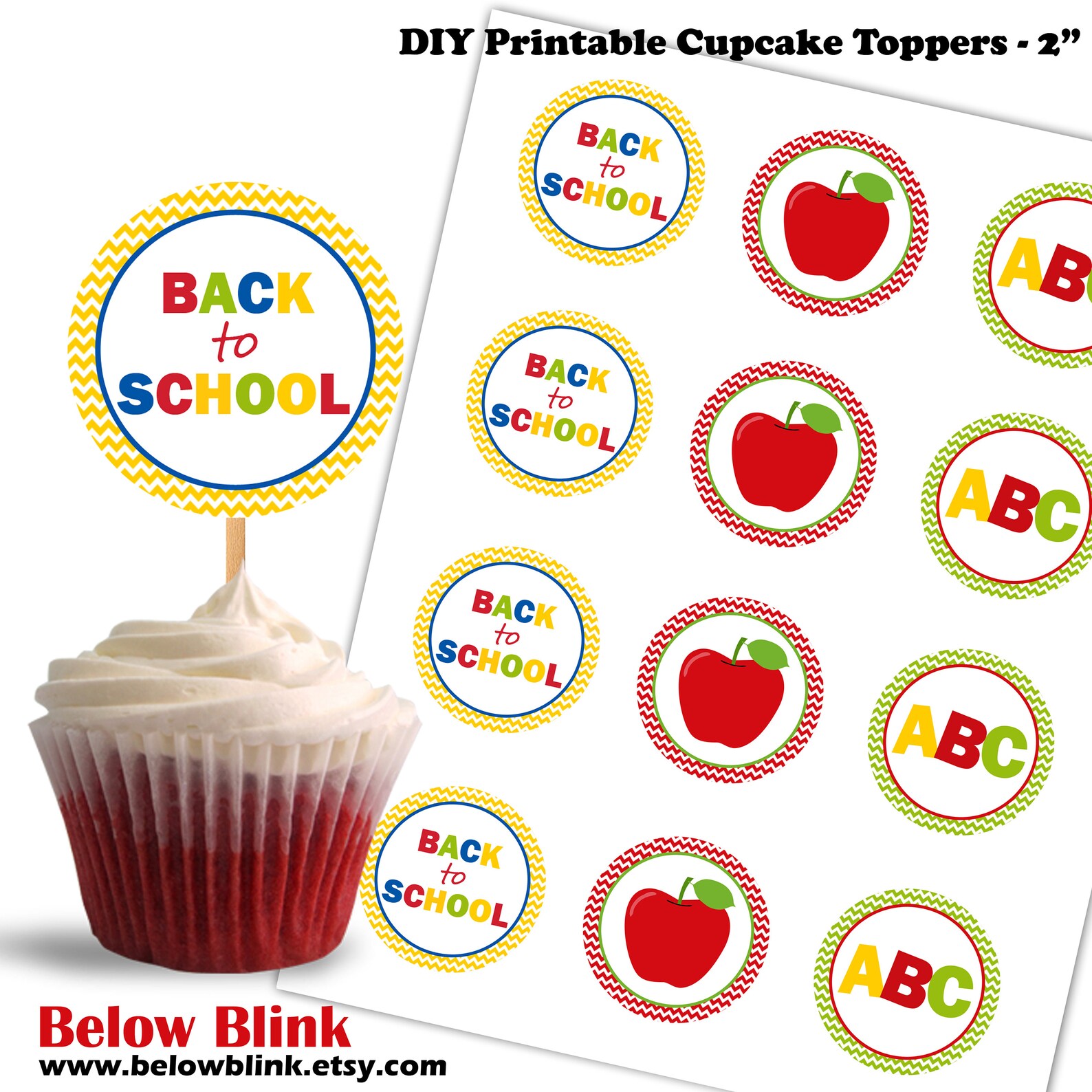 Back to School Cupcake Toppers Printable Cupcake Toppers Etsy