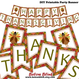 Happy Thanksgiving Banner, Printable Fall Banner, Give Thanks Banner ...