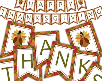 Happy Thanksgiving Banner Printable Fall Banner Give Thanks - Etsy
