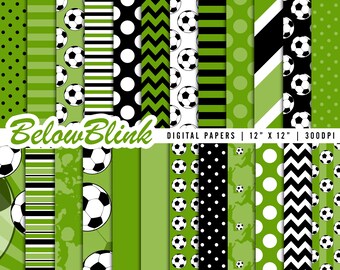 Papel digital de futebol, papéis de álbum de recortes de futebol, papéis de campo de futebol, chá de bebê, decorações de festa de aniversário - download instantâneo - DP433