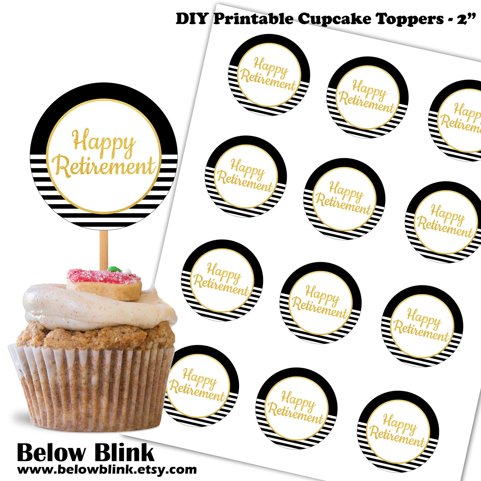 Happy Retirement Cupcake Toppers Retirement Party Picks Etsy