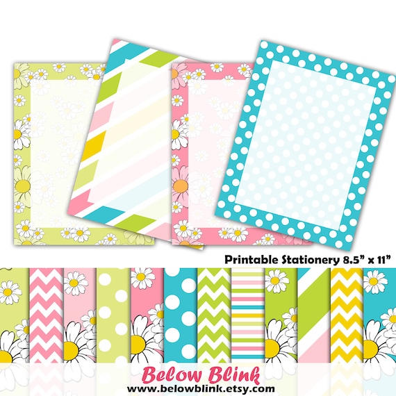 Daisy Stationery Writing Paper printable letterhead 8.5" x 11 ...