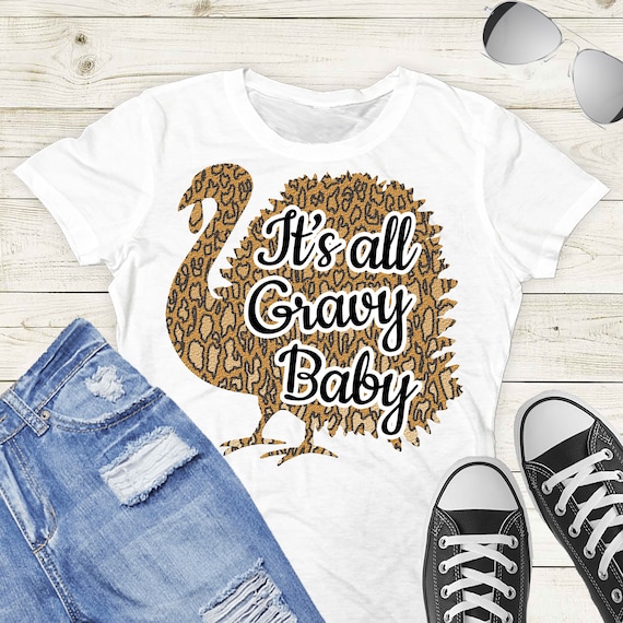 Thanksgiving Leopard Print It's all Gravy Baby Turkey PNG Sublimation Design Clipart Digital Design DTG Printing - TD30 Il_570xn