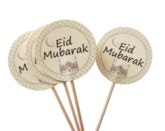 10 Eid Mubarak Cupcake Toppers - No1079