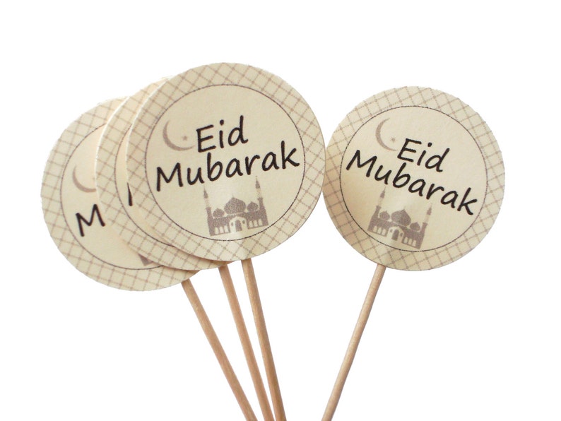 10 Eid Mubarak Cupcake Toppers, Muslim Holiday, Islamic Toppers, Happy Eid, Muslim Decorations No1079 image 1