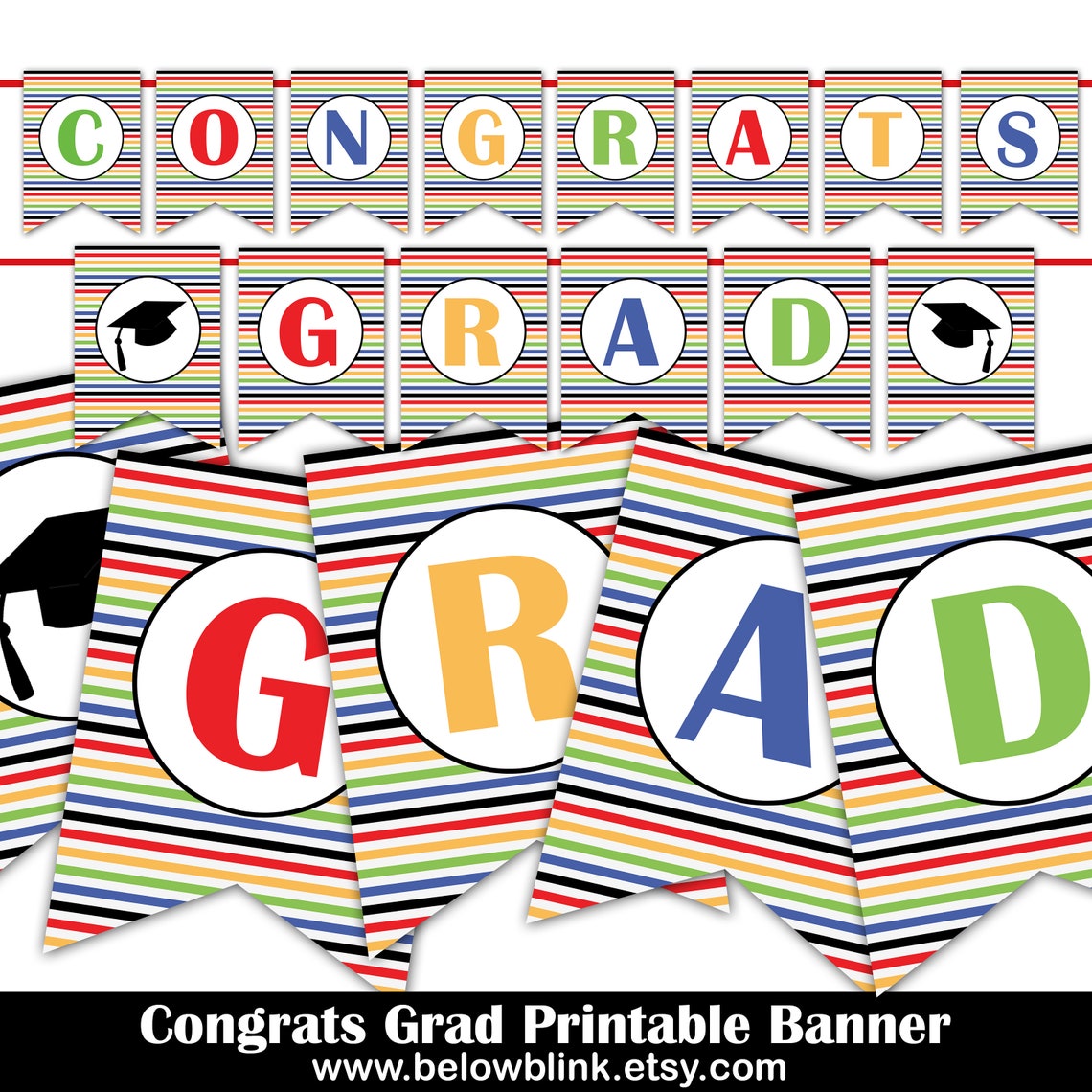 Congrats Grad Printable Banner Graduation Banner | Etsy