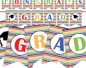 Congrats Grad Printable Banner, Graduation Banner, Congratulations Banner, Graduation Party Decor - Instant Download - DP603