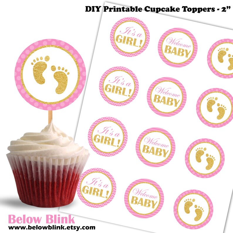 It's a Girl Cupcake Toppers Baby Printable Etsy
