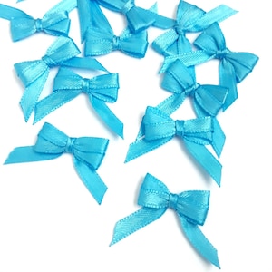 12 pcs. Mini Bows Blue Bow Embellishments Card Making Appliques Wedding Baby Shower Tiny Small Double Bows