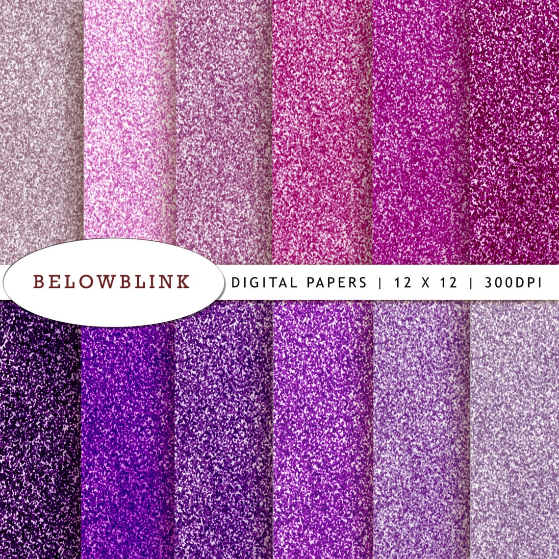 Pink and Purple Glitter Digital Paper Pack, Scrapbook Papers, 12 Jpg ...
