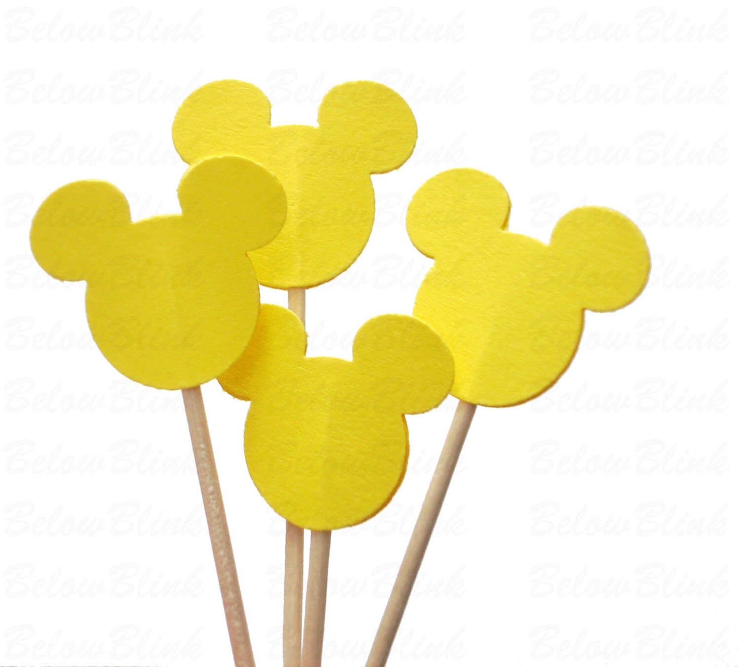 24 Bright Yellow Mickey Mouse Cupcake Toppers Food Picks Etsy