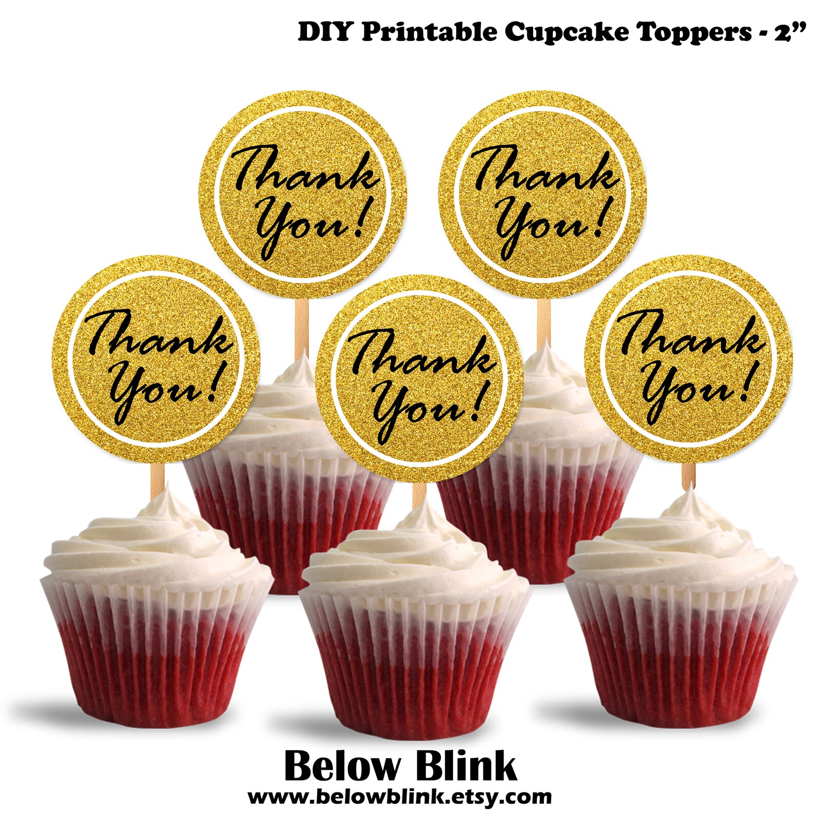Thank You Cupcake Toppers Printable Cupcake Toppers Thank | Etsy