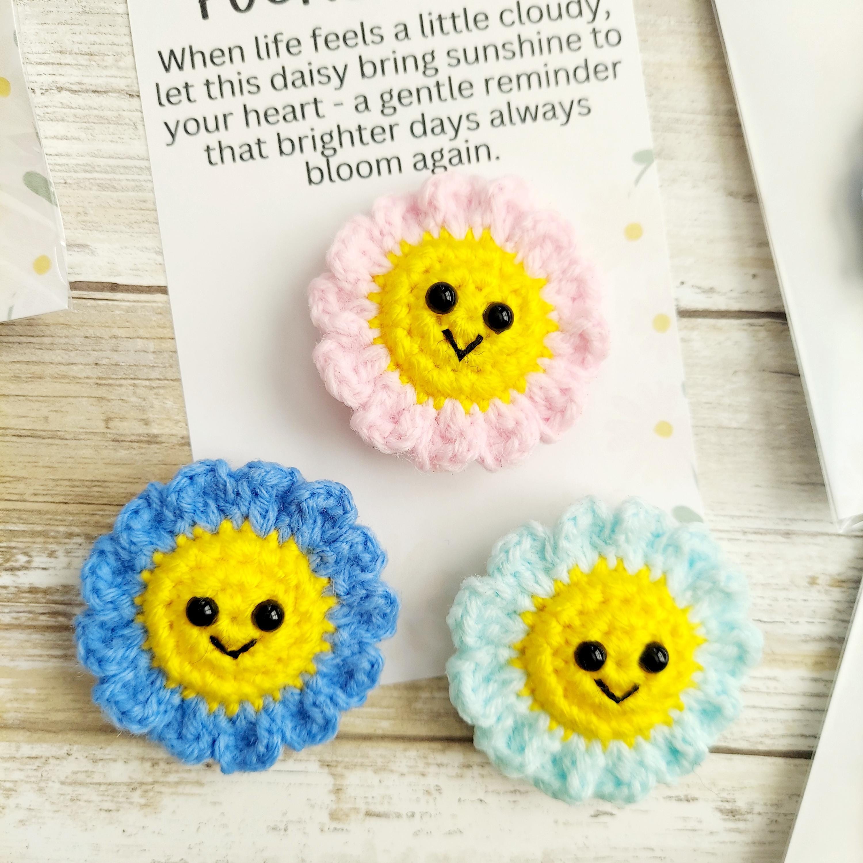 Daisy Pocket Hug, Crochet Flower Comfort Gift With Card, Handmade ...