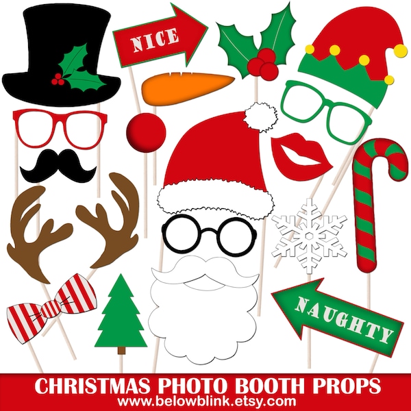 Printable Christmas Photo Booth Props, Christmas Photo Props, Holiday Props, Instant Download - DP405