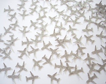 Mini Glitter Silver Airplane Confetti 100CT, Time Flies First Birthday, Airplane Party Decoration, Airplane Baby Shower, Plane - No495