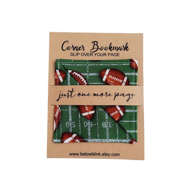 Football Bookmark, Fabric Corner Bookmark, Teacher Gift, Book Club Gift, Bookworm Reader, Stocking Stuffer, Bookmark for Him, Page Saver image 8