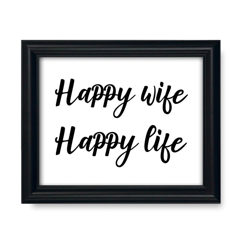 Happy Wife Happy Life Sign Printable Wall Art Decor Poster Art Etsy