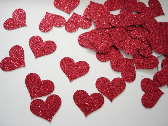 50 Glitter Red Heart Confetti Valentine's Day Table | Etsy